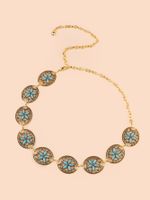 Wholesale Jewelry Retro Ethnic Style Geometric Metal Turquoise Waist Chain sku image 1