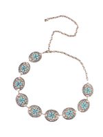 Wholesale Jewelry Retro Ethnic Style Geometric Metal Turquoise Waist Chain main image 6