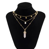 Streetwear Geometric Artificial Crystal Imitation Pearl Copper Plating Women's Layered Necklaces main image 3