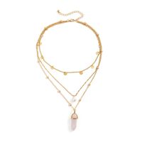Streetwear Geometric Artificial Crystal Imitation Pearl Copper Plating Women's Layered Necklaces main image 5