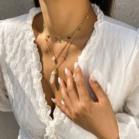 Streetwear Geometric Artificial Crystal Imitation Pearl Copper Plating Women's Layered Necklaces sku image 1