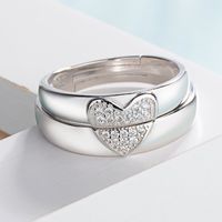 Elegant Simple Style Classic Style Heart Shape Copper Plating Inlay Zircon Open Ring main image 2