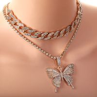 Hip-hop Exaggerated Butterfly Alloy Plating Inlay Rhinestones Women's Sweater Chain main image 1