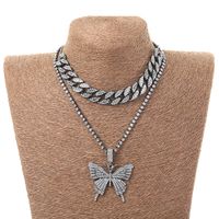 Hip-hop Exaggerated Butterfly Alloy Plating Inlay Rhinestones Women's Sweater Chain main image 4