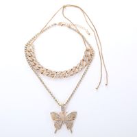 Hip-hop Exaggerated Butterfly Alloy Plating Inlay Rhinestones Women's Sweater Chain sku image 2