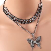 Hip-hop Exaggerated Butterfly Alloy Plating Inlay Rhinestones Women's Sweater Chain main image 5