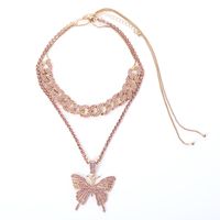 Hip-hop Exaggerated Butterfly Alloy Plating Inlay Rhinestones Women's Sweater Chain sku image 1
