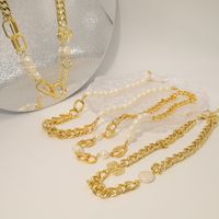 Hip-hop Simple Style Solid Color Alloy Pearl Plating 18k Gold Plated Women's Necklace main image 1