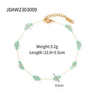 Ins Style Simple Style Round Stainless Steel Turquoise Beaded Plating 18k Gold Plated Women's Anklet sku image 1