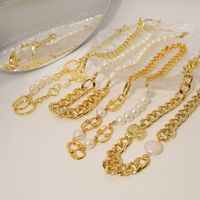 Hip-hop Simple Style Solid Color Alloy Pearl Plating 18k Gold Plated Women's Necklace main image 4