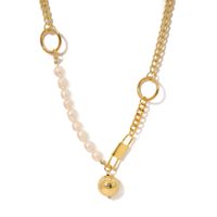 Hip-hop Simple Style Solid Color Alloy Pearl Plating 18k Gold Plated Women's Necklace sku image 5