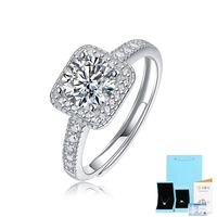 Style Simple Carré Argent Sterling Incruster Moissanite Anneaux sku image 3