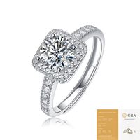 Simple Style Square Sterling Silver Inlay Moissanite Rings sku image 1