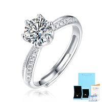 Classic Style Geometric Sterling Silver Plating Inlay Moissanite Rings sku image 4