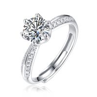 Classic Style Geometric Sterling Silver Plating Inlay Moissanite Rings sku image 1