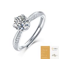 Classic Style Geometric Sterling Silver Plating Inlay Moissanite Rings sku image 3