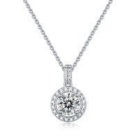 Simple Style Round Sterling Silver Inlay Moissanite Pendant Necklace sku image 3