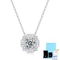 Simple Style Round Sterling Silver Inlay Moissanite Pendant Necklace sku image 1