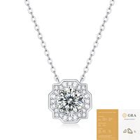 Simple Style Round Sterling Silver Inlay Moissanite Pendant Necklace sku image 8