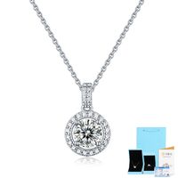Simple Style Round Sterling Silver Inlay Moissanite Pendant Necklace sku image 6