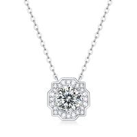 Simple Style Round Sterling Silver Inlay Moissanite Pendant Necklace sku image 5