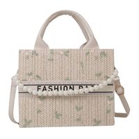 Femmes Faux Cuir Paille Lettre Fleur Élégant Vacances Perles Carré Ouvert Sac D'épaule Sac À Main Sac Bandoulière main image 2