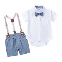 British Style Solid Color Cotton Boys Clothing Sets sku image 4