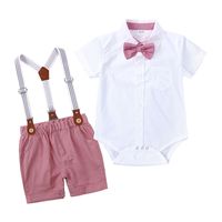 British Style Solid Color Cotton Boys Clothing Sets sku image 13
