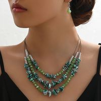 Elegant Irregular Resin Stainless Steel Plastic Crystal Wholesale Earrings Necklace main image 3