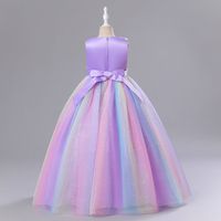 Princess Romantic Colorful Flower Pearl Polyester Girls Dresses main image 6