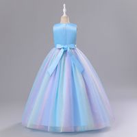 Princess Romantic Colorful Flower Pearl Polyester Girls Dresses main image 3