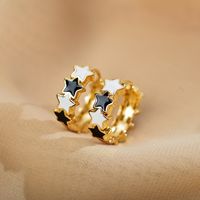 1 Pair Modern Style Star Copper Epoxy Plating Gold Plated Hoop Earrings sku image 5
