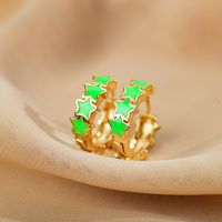 1 Pair Modern Style Star Copper Epoxy Plating Gold Plated Hoop Earrings sku image 3