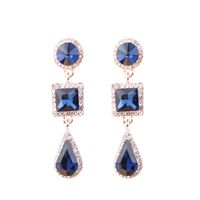 1 Pair Simple Style Shiny Round Square Water Droplets Inlay Alloy Crystal Rhinestones Drop Earrings sku image 1
