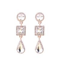 1 Pair Simple Style Shiny Round Square Water Droplets Inlay Alloy Crystal Rhinestones Drop Earrings sku image 3