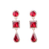 1 Pair Simple Style Shiny Round Square Water Droplets Inlay Alloy Crystal Rhinestones Drop Earrings sku image 4