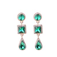 1 Pair Simple Style Shiny Round Square Water Droplets Inlay Alloy Crystal Rhinestones Drop Earrings sku image 5