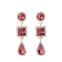 1 Pair Simple Style Shiny Round Square Water Droplets Inlay Alloy Crystal Rhinestones Drop Earrings sku image 6