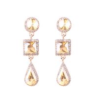 1 Pair Simple Style Shiny Round Square Water Droplets Inlay Alloy Crystal Rhinestones Drop Earrings sku image 7