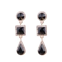 1 Pair Simple Style Shiny Round Square Water Droplets Inlay Alloy Crystal Rhinestones Drop Earrings sku image 8