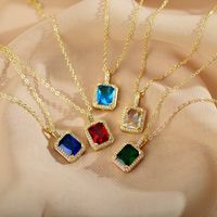 Glam Shiny Square Copper Plating Inlay Zircon Pendant Necklace main image 1