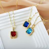 Glam Shiny Square Copper Plating Inlay Zircon Pendant Necklace main image 3