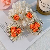 Sweet Flower Alloy Cloth Handmade Women's Drop Earrings sku image 6