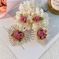 Sweet Flower Alloy Cloth Handmade Women's Drop Earrings sku image 4