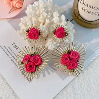 Sweet Flower Alloy Cloth Handmade Women's Drop Earrings sku image 7