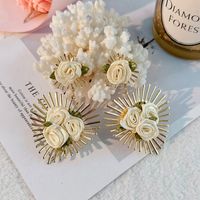 Sweet Flower Alloy Cloth Handmade Women's Drop Earrings sku image 5