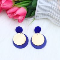 Simple Style Round Arylic Patchwork Women's Drop Earrings sku image 1