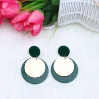 Simple Style Round Arylic Patchwork Women's Drop Earrings sku image 2