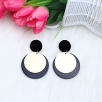 Simple Style Round Arylic Patchwork Women's Drop Earrings sku image 8