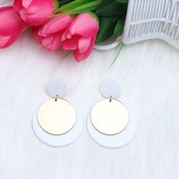 Simple Style Round Arylic Patchwork Women's Drop Earrings sku image 10